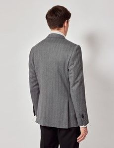 Grey Herringbone Wool Blazer-preview4