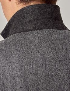 Grey Herringbone Wool Blazer-preview5