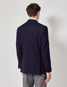 Navy Herringbone Wool Blazer-preview4
