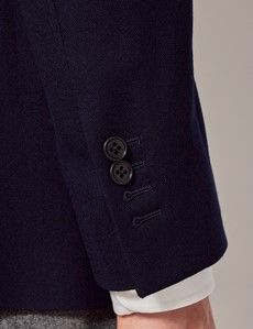 Navy Herringbone Wool Blazer-preview6
