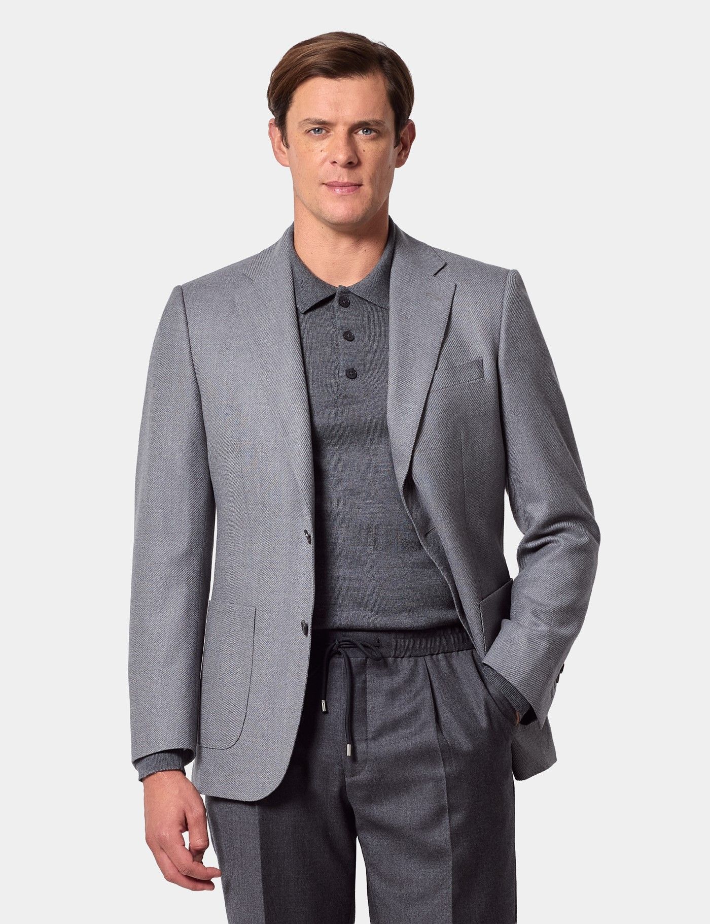 Slim Fit Grey Twill Blazer