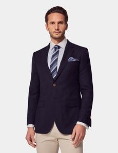 Navy Wool Slim Blazer