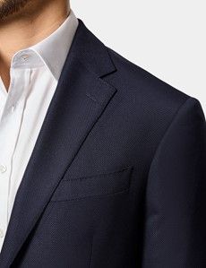 Navy Wool Slim Blazer