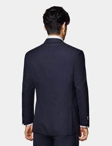 Navy Wool Slim Blazer