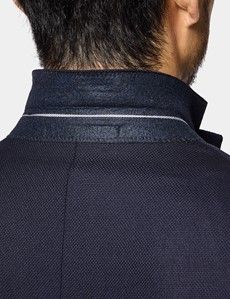 Navy Wool Slim Blazer