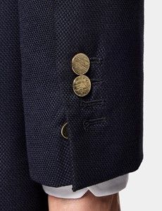 Navy Wool Slim Blazer