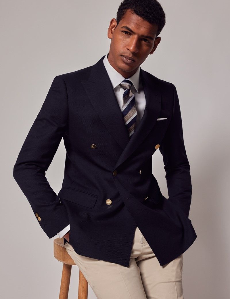 Navy blazer with red trim best sale