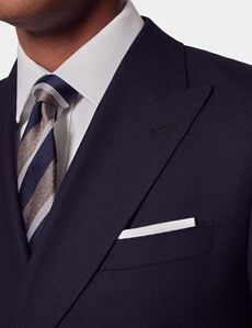 Navy Wool Slim Double Breasted Blazer-preview1