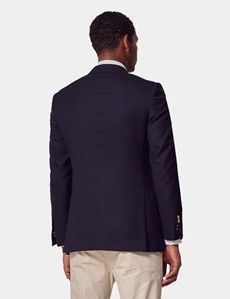 Navy Wool Slim Double Breasted Blazer-preview3