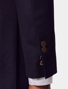Navy Wool Slim Double Breasted Blazer-preview5
