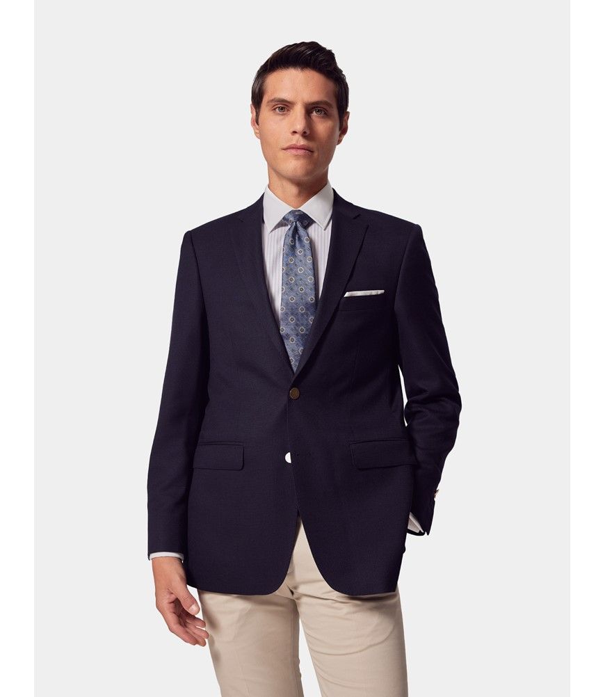 Men's Navy Blazer with Double Back Vent | Hawes & Curtis