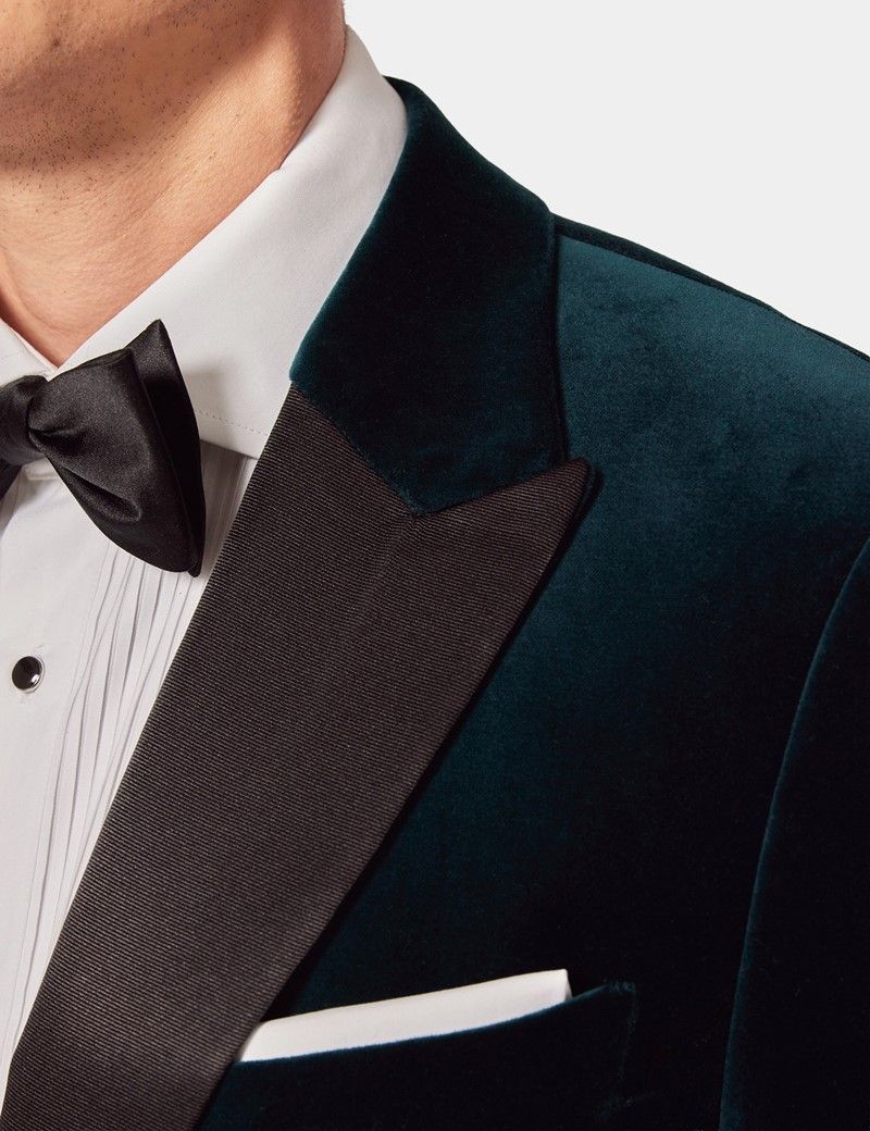 Dark Teal Velvet Slim Fit Jacket-preview