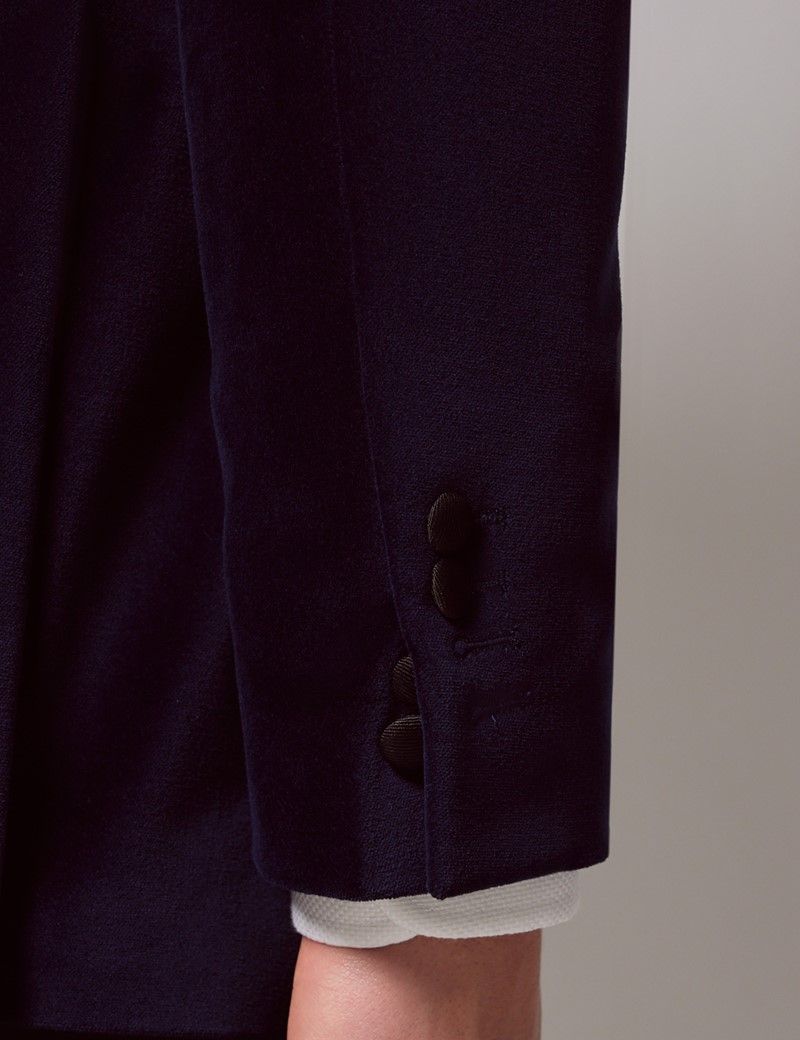 Men’s Navy Plain Velvet Jacket | Hawes & Curtis