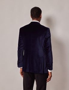 Navy Velvet Slim Fit Jacket-preview5