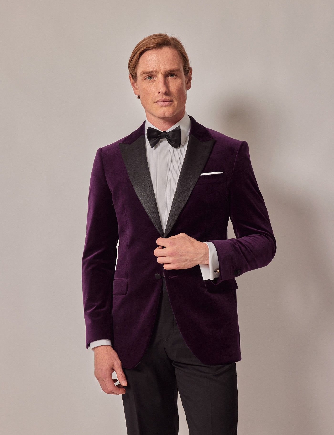 Dark Purple Velvet Slim Fit Jacket