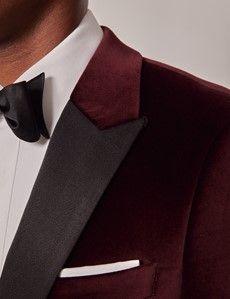 Burgundy Velvet Slim Fit Jacket-preview1