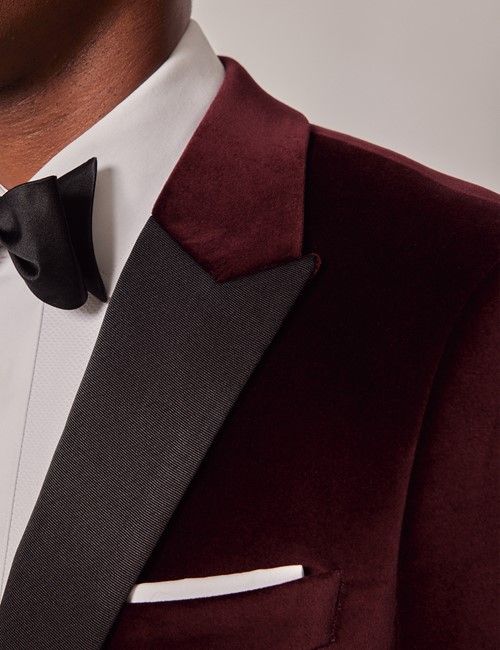 Burgundy Velvet Slim Fit Jacket-preview