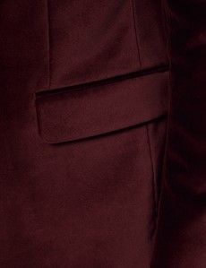 Burgundy Velvet Slim Fit Jacket-preview3