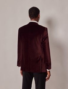 Burgundy Velvet Slim Fit Jacket-preview5