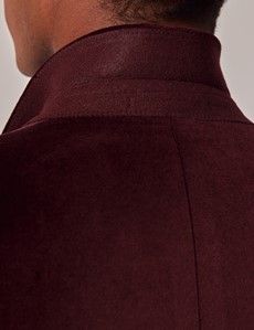 Burgundy Velvet Slim Fit Jacket-preview6