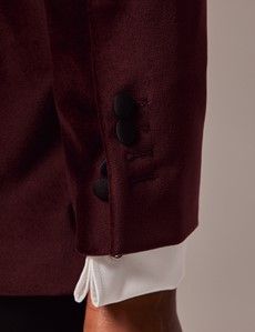Burgundy Velvet Slim Fit Jacket-preview7
