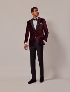 Burgundy Velvet Slim Fit Jacket-preview8