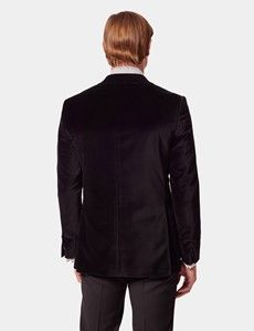 Black Velvet Double Breasted Slim Fit Jacket-preview4