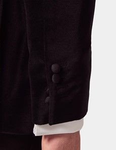 Black Velvet Double Breasted Slim Fit Jacket-preview6