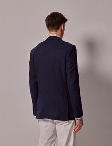 Navy Cotton Linen Blazer-preview5