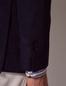 Navy Cotton Linen Blazer-preview6
