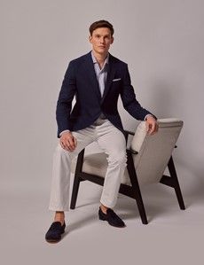 Navy Cotton Linen Blazer-preview8