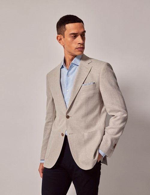 Beige Cotton Linen Blazer