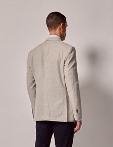 Beige Cotton Linen Blazer-preview3