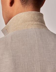 Beige Cotton Linen Blazer-preview5