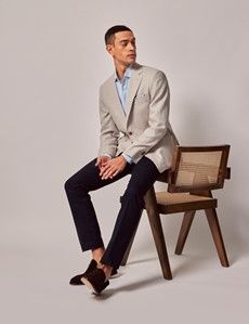 Beige Cotton Linen Blazer-preview6