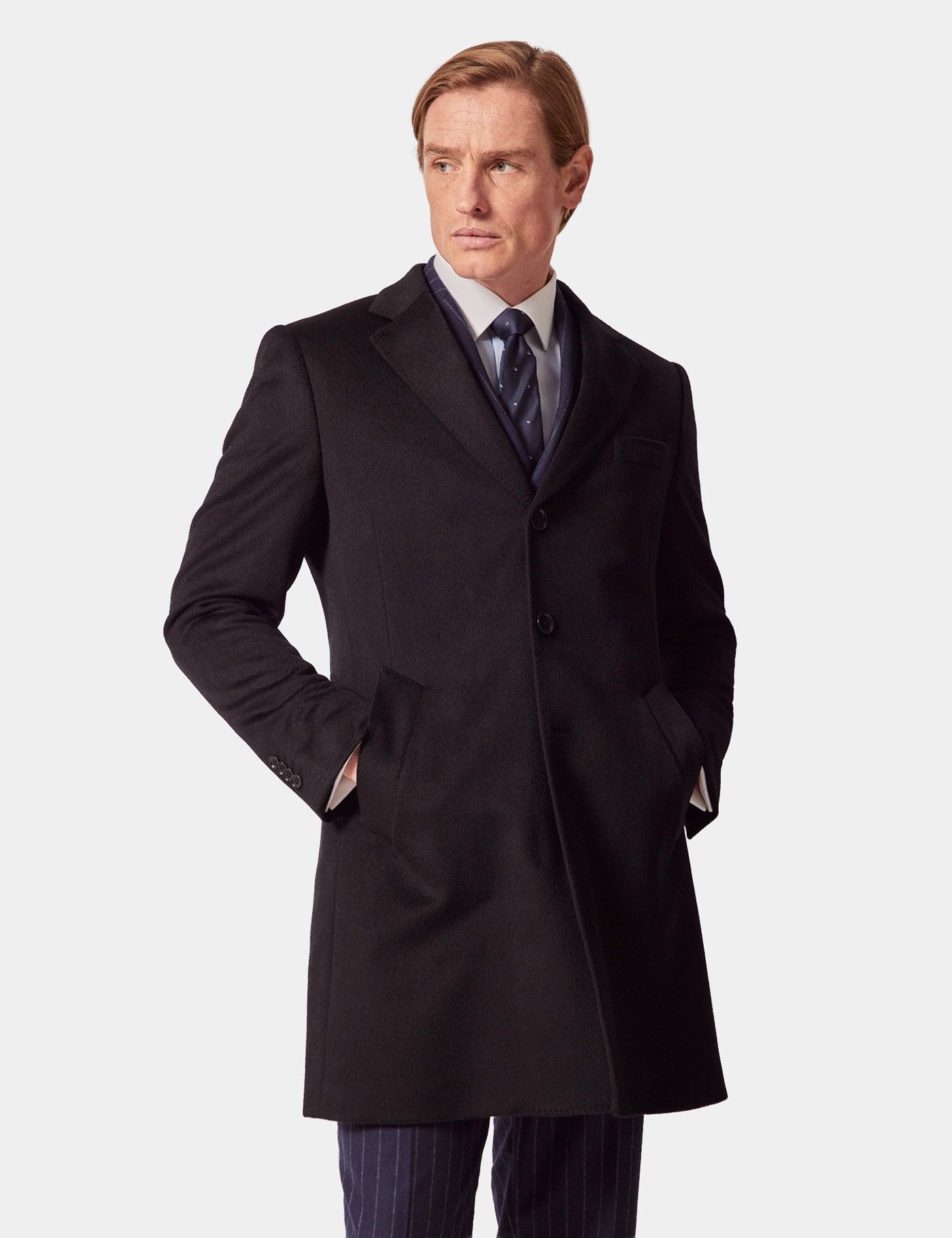 Black Wool Cashmere Overcoat