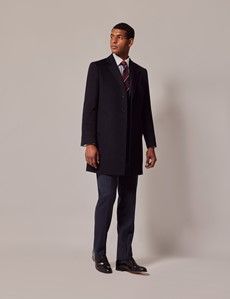 Navy Wool Cashmere Overcoat