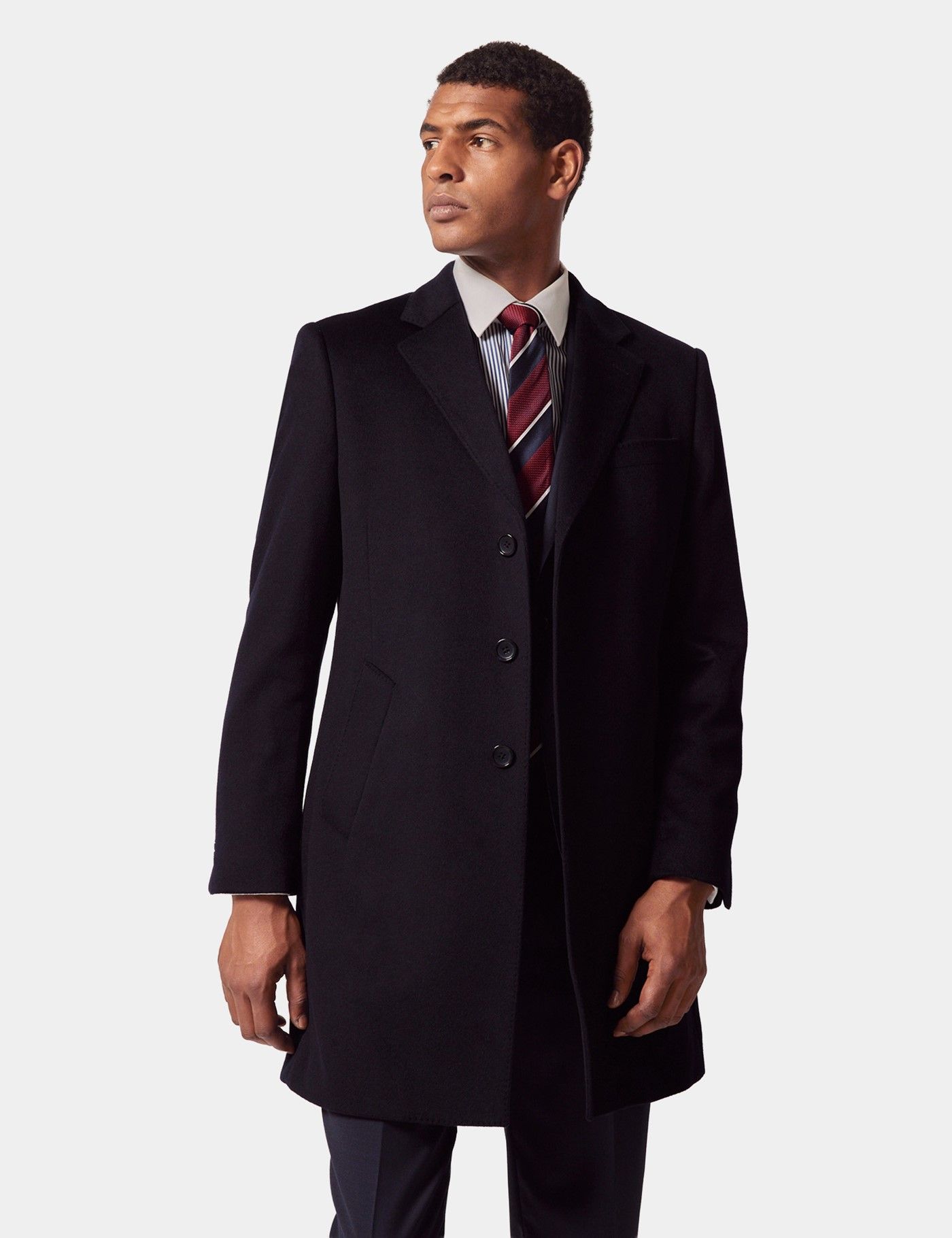 Navy Wool Cashmere Overcoat