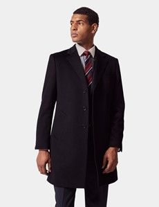 Navy Wool Cashmere Overcoat