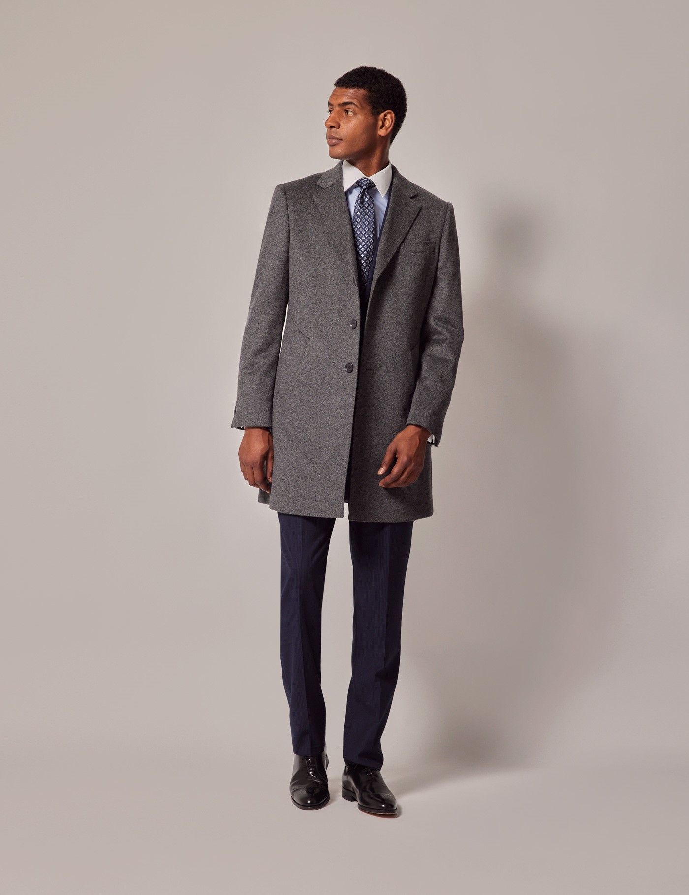 Men s Grey Wool Overcoat Hawes Curtis