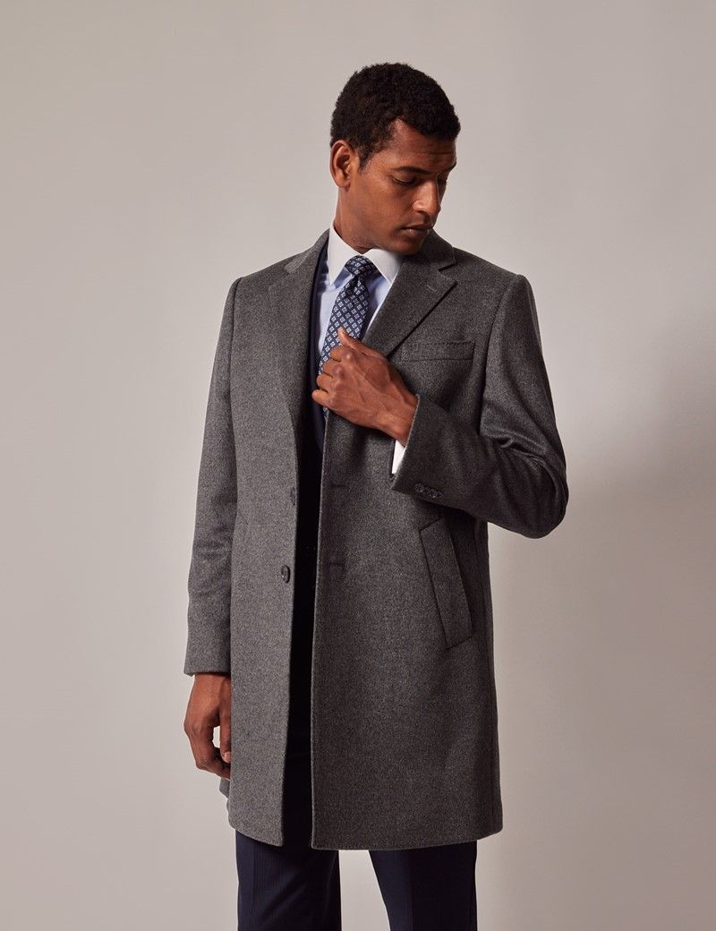 Men's grey wool coat uk online