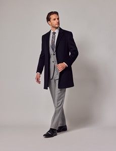 Navy Wool Overcoat