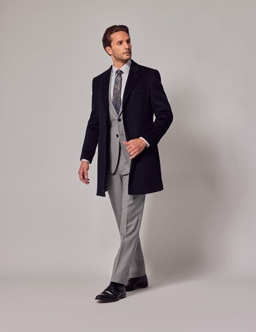 Navy Wool Overcoat
