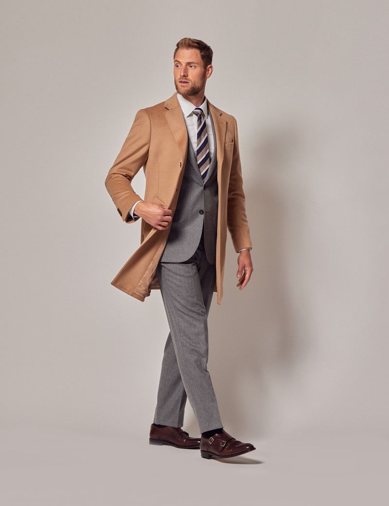 Men’s Camel Wool Overcoat | Hawes & Curtis