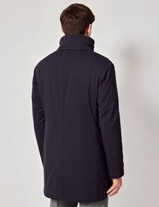 Navy Italian Wool Quilted Raincoat - 1913 Collection-preview4