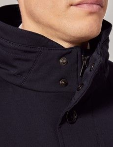 Navy Italian Wool Quilted Raincoat - 1913 Collection-preview7
