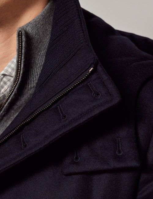 Navy Italian Wool Blend Quilted Parka - 1913 Collection-preview
