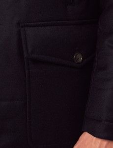 Navy Italian Wool Blend Quilted Parka - 1913 Collection-preview2
