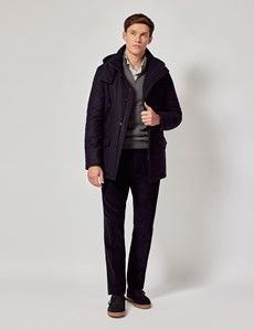 Navy Italian Wool Blend Quilted Parka - 1913 Collection-preview7