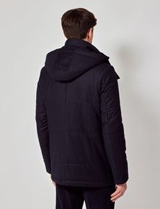 Navy Italian Wool Blend Quilted Parka - 1913 Collection-preview4